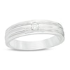 Men's 1/20 CT. Diamond Solitaire Groove Wedding Band in Sterling Silver