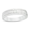 Thumbnail Image 1 of 1/20 CT. Diamond Solitaire Groove Wedding Band in Sterling Silver