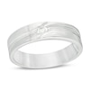 Men's 1/10 CT. Diamond Solitaire Groove Bypass Wedding Band in Sterling Silver