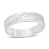 Thumbnail Image 1 of Men's 1/10 CT. Diamond Solitaire Groove Bypass Wedding Band in Sterling Silver
