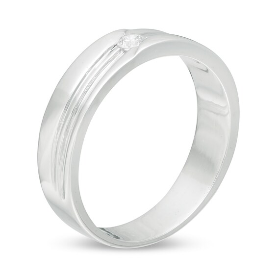 1/10 CT. Diamond Solitaire Groove Bypass Wedding Band in Sterling Silver