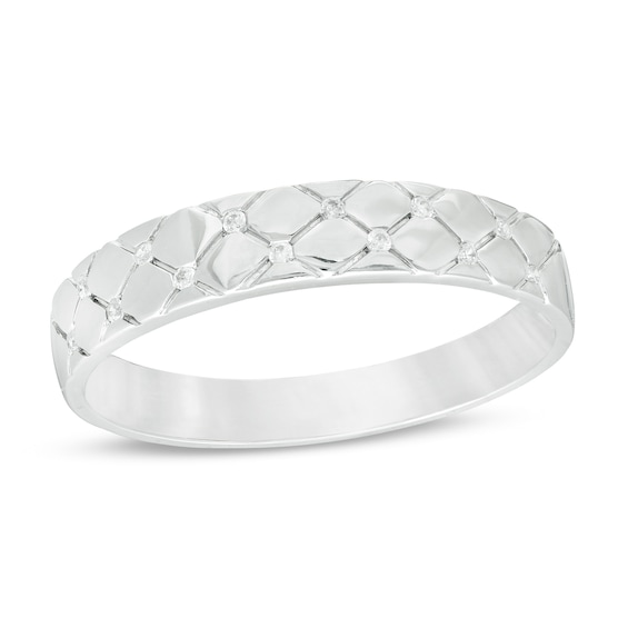 1/20 CT. T.w. Diamond Quilted Wedding Band in 10K White Gold