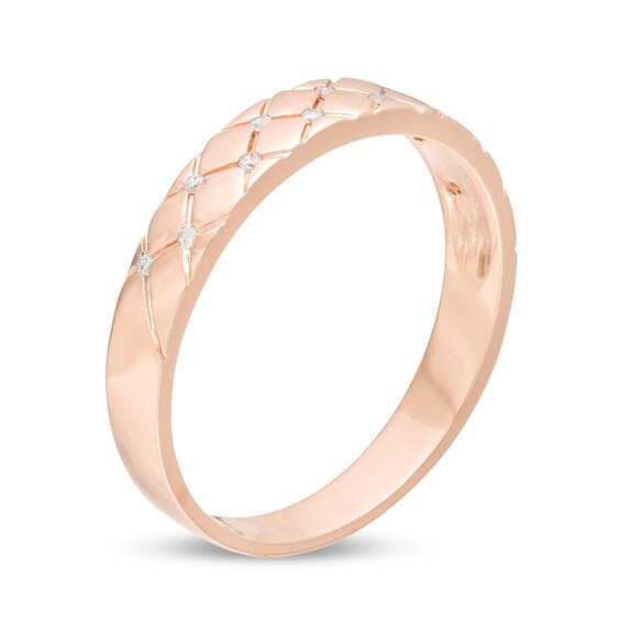 1/20 CT. T.w. Diamond Quilted Wedding Band in 10K Rose Gold