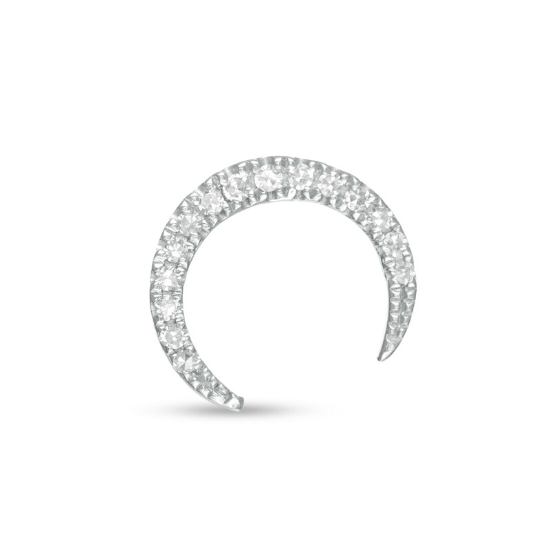 Vera Wang Love Collection 1/20 CT. T.W. Diamond Crescent Moon Single Stud Earring in Sterling Silver