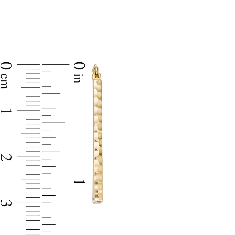 Main Image 3 of 2.05mm Diamond-Cut Rectangular Hoop Earrings in 14K Gold