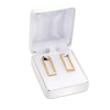 Thumbnail Image 4 of 2.05mm Diamond-Cut Rectangular Hoop Earrings in 14K Gold