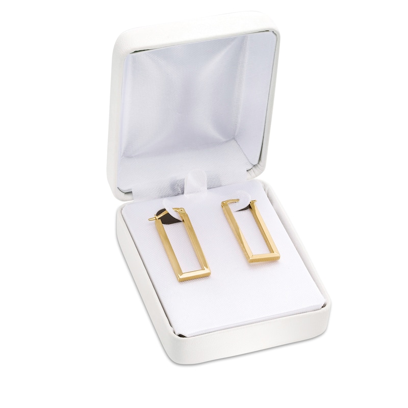 Main Image 4 of 2.05mm Diamond-Cut Rectangular Hoop Earrings in 14K Gold