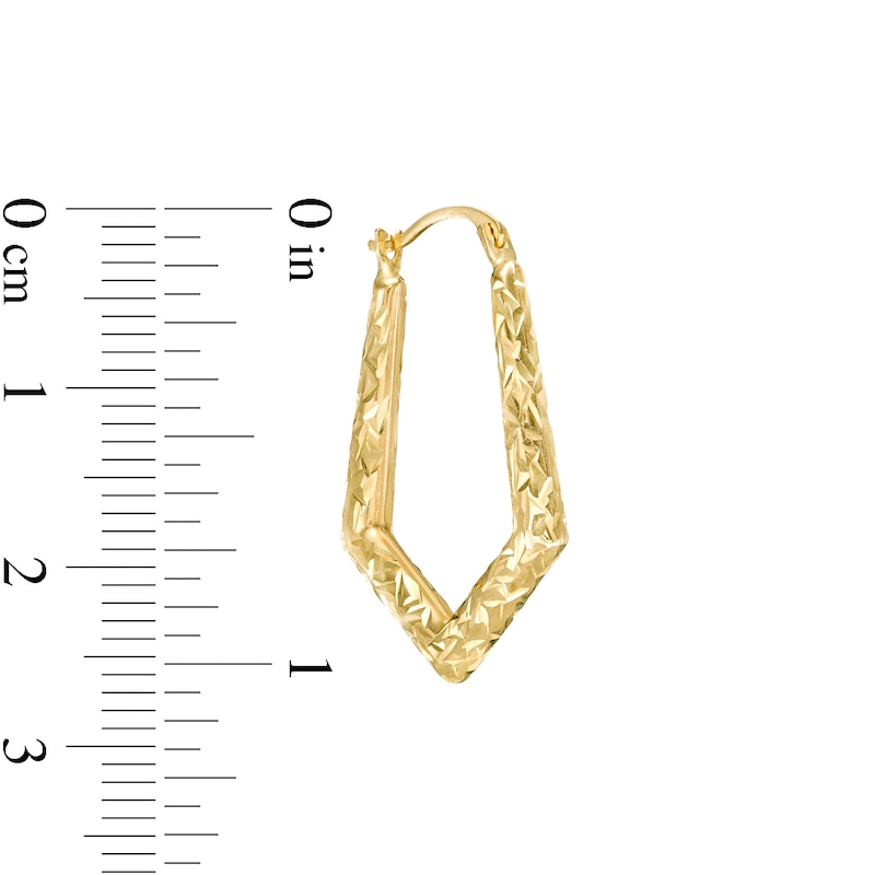 Main Image 3 of 2.56mm Diamond-Cut Geometric Hoop Earrings in 14K Gold