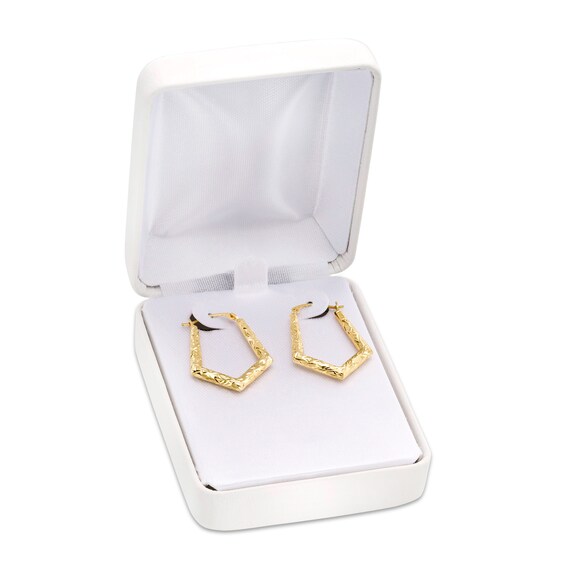 2.56mm Diamond-Cut Geometric Hoop Earrings in 14K Gold