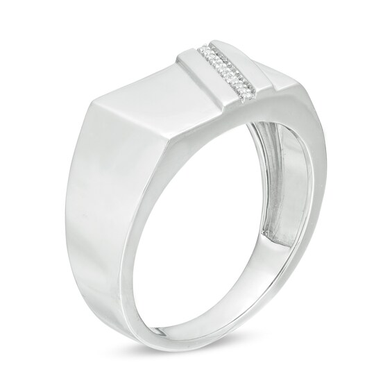 Diamond Accent Rectangle Signet Ring in 10K White Gold