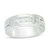 Thumbnail Image 1 of Men's 1/3 CT. T.W. Diamond Three Stone Screw Accent Band in Sterling Silver