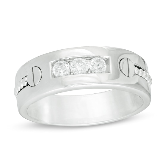 1/3 CT. T.w. Diamond Three Stone Screw Accent Band in Sterling Silver
