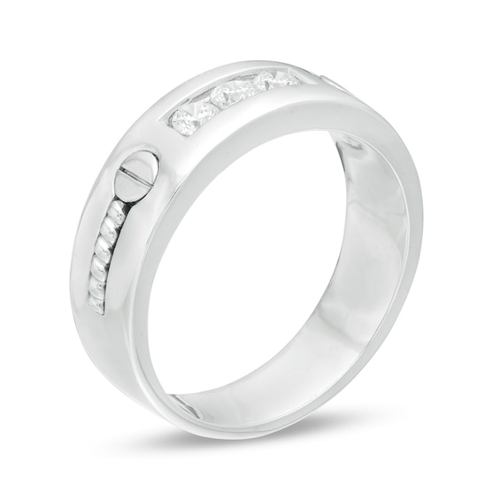 1/3 CT. T.w. Diamond Three Stone Screw Accent Band in Sterling Silver