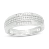 Thumbnail Image 1 of Men's 1/3 CT. T.W. Diamond Milgrain Wedding Band in Sterling Silver