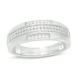 1/3 CT. T.W. Diamond Milgrain Wedding Band in Sterling Silver