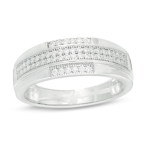 1/3 CT. T.w. Diamond Milgrain Wedding Band in Sterling Silver