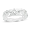 Thumbnail Image 1 of 1/10 CT. T.W. Diamond Geometric Wedding Band in Sterling Silver - Size 10