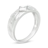 Thumbnail Image 3 of 1/10 CT. T.W. Diamond Geometric Wedding Band in Sterling Silver - Size 10