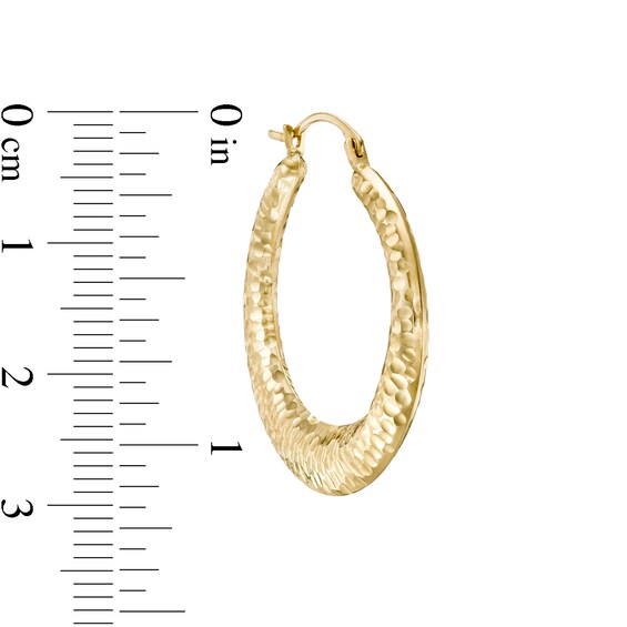 3.05mm Diamond-Cut Graduated Hoop Earrings in Hollow 14K Gold