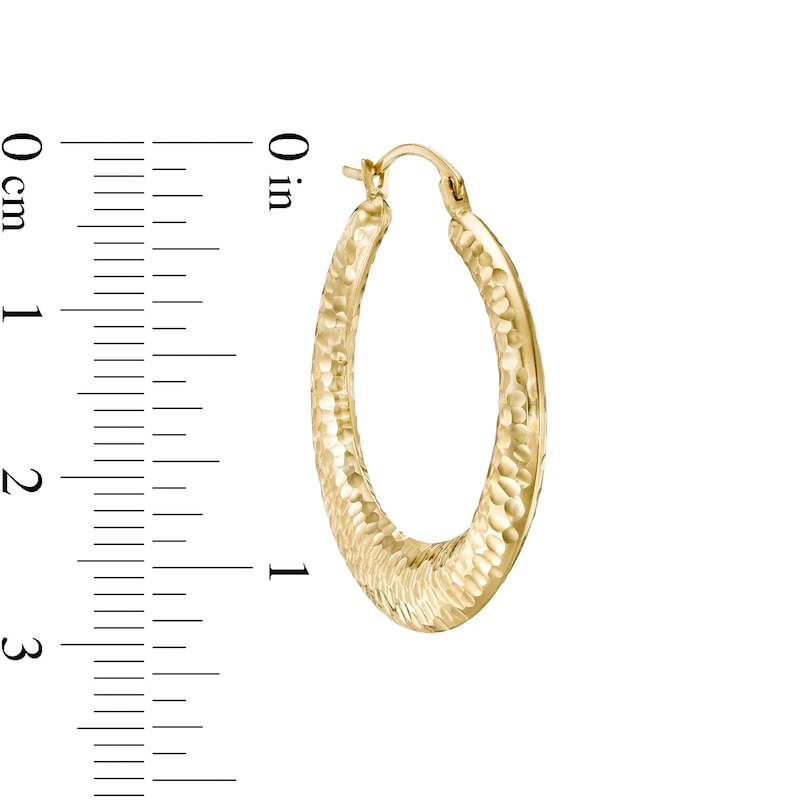 28.05 x 3.05mm Diamond-Cut Graduated Hollow Hoop Earrings in 14K Gold ...