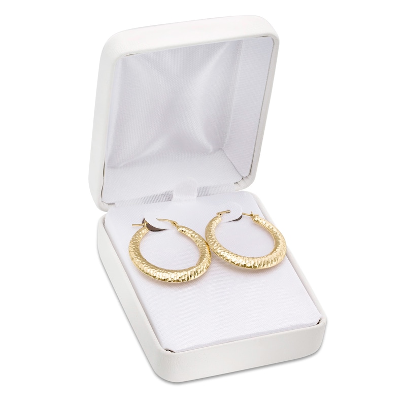 28.05 x 3.05mm Diamond-Cut Graduated Hoop Earrings in Hollow 14K Gold