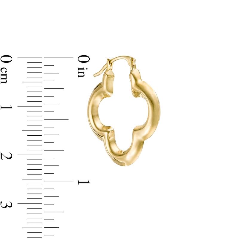 23.0 x 22.0mm Four Leaf Clover Hoop Earrings in 14K Gold