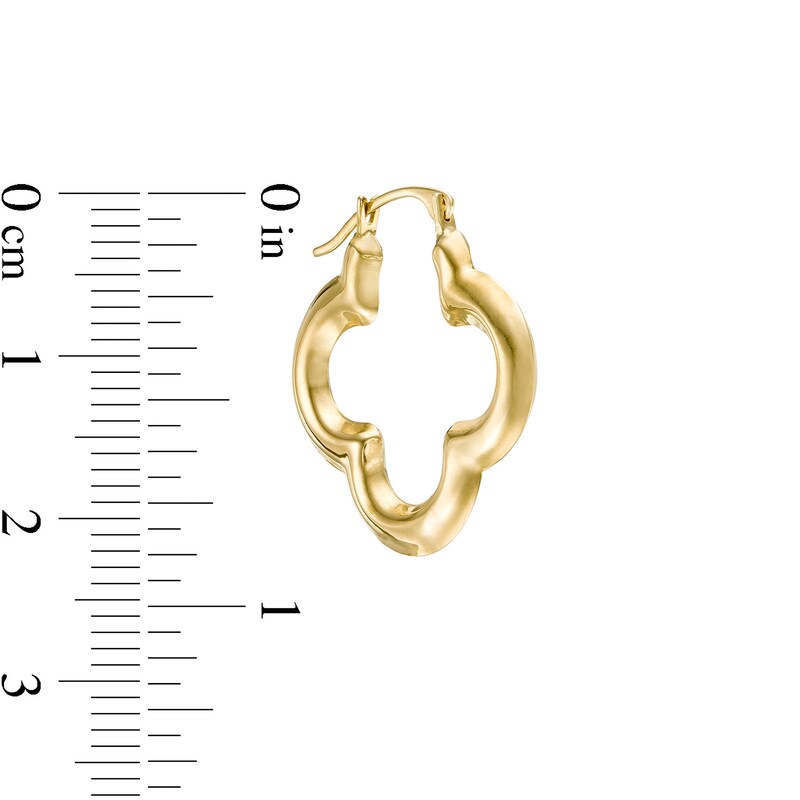 Main Image 3 of 22.0mm Four Leaf Clover Hoop Earrings in 14K Gold