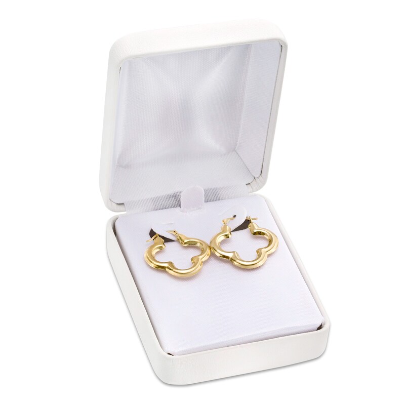 Main Image 4 of 22.0mm Four Leaf Clover Hoop Earrings in 14K Gold