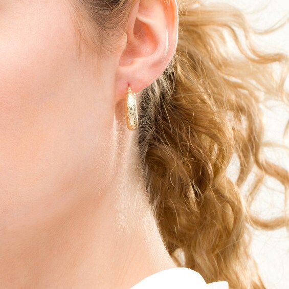 20.0mm Diamond-Cut Tube Hoop Earrings in 14K Gold