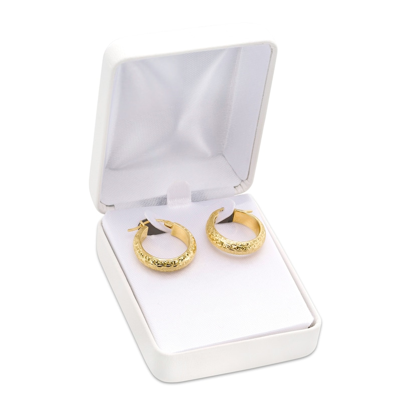 Main Image 4 of 20.0mm Diamond-Cut Tube Hoop Earrings in 14K Gold