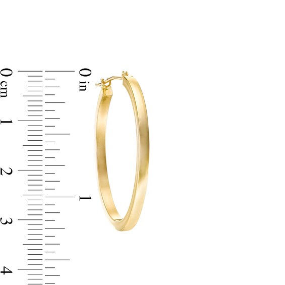 30.0mm Square Tube Hoop Earrings in 14K Gold