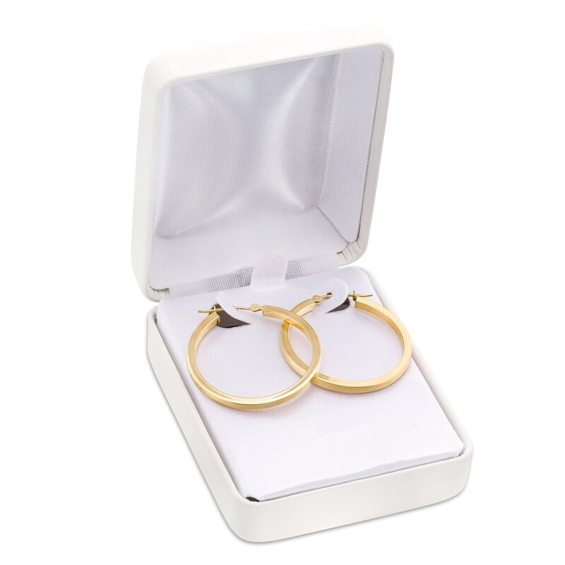 Main Image 4 of 30.0mm Square Tube Hoop Earrings in 14K Gold