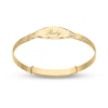 Thumbnail Image 0 of First Diamond Accent Floral Textured Engravable Script Name ID Bangle in 10K Gold (1 Line) - 5.75"