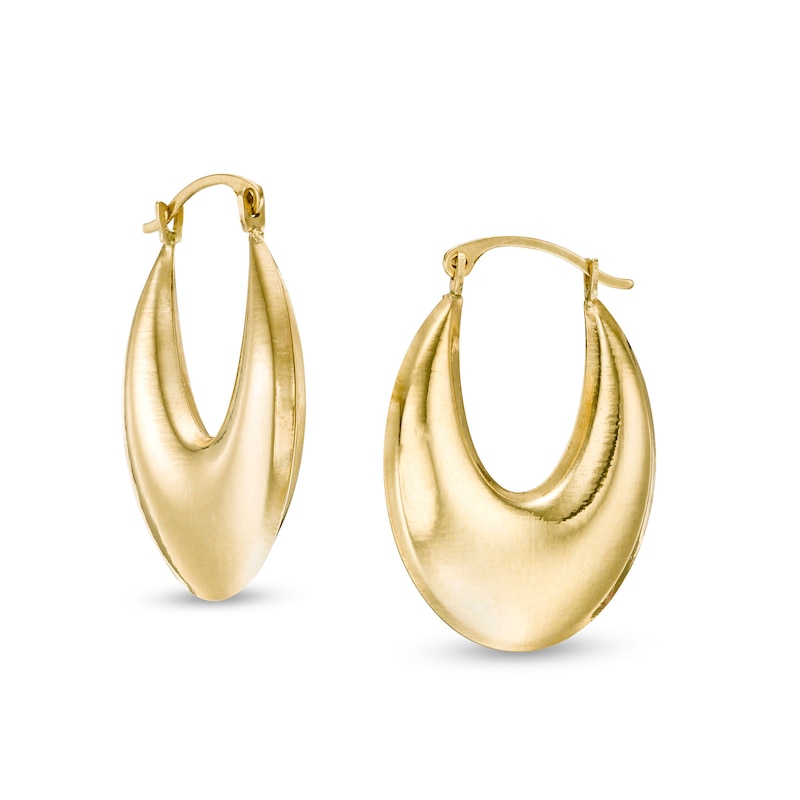 Main Image 1 of 16.0mm Graduated Oval Hoop Earrings in 14K Gold