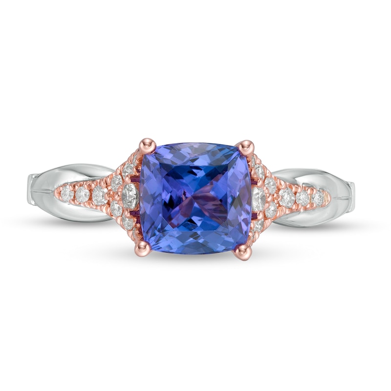 Special Edition Enchanted Disney Ariel 7.0mm Tanzanite and 1/5 CT. T.W. Diamond Engagement Ring in 14K Two-Tone Gold