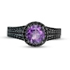 Enchanted Disney Villains Ursula Amethyst and 1/2 CT. T.W. Black Diamond Engagement Ring in 14K White Gold
