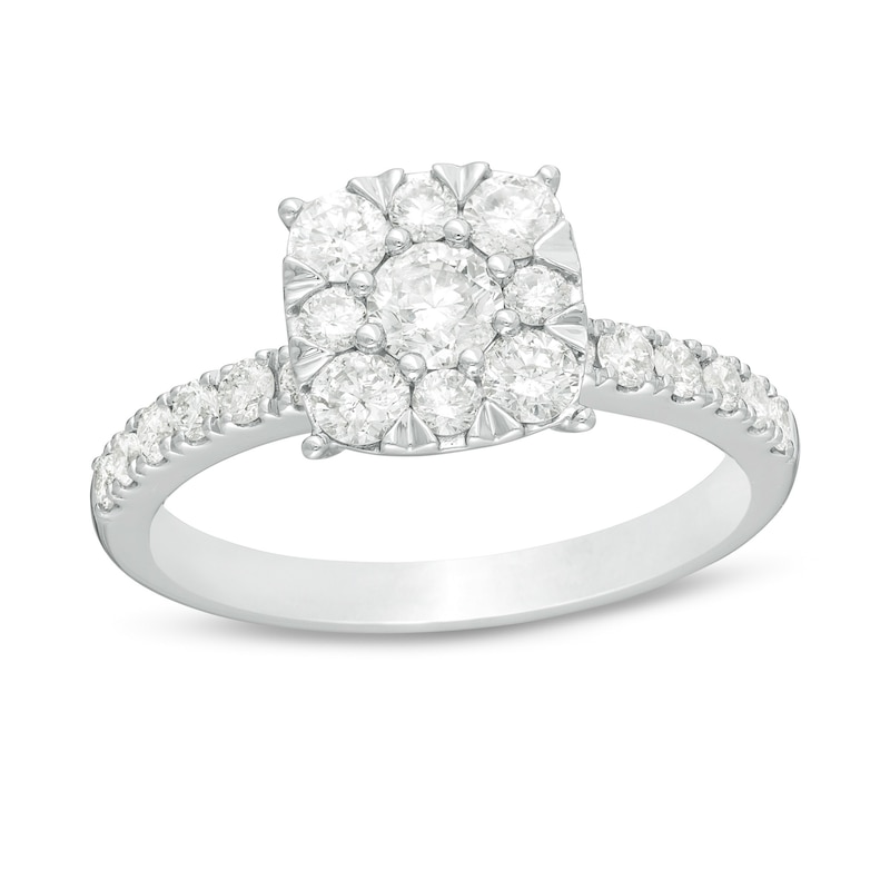 Main Image 1 of 1 CT. T.W. Diamond Cushion Frame Engagement Ring in 14K White Gold
