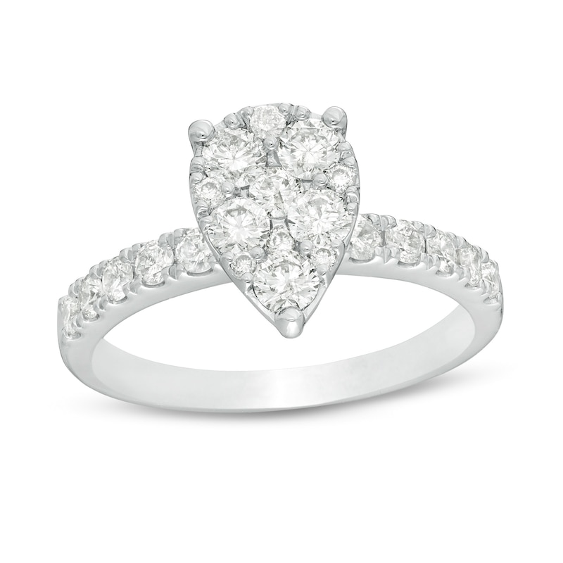 Main Image 1 of 1 CT. T.W. Composite Pear-Shaped Diamond Frame Engagement Ring in 14K White Gold