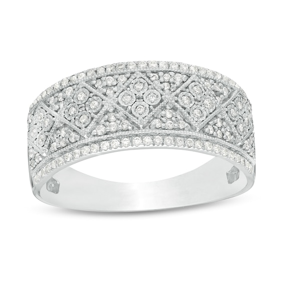 1/3 CT. T.w. Diamond Art Deco Vintage-Style Anniversary Ring in 10K White Gold