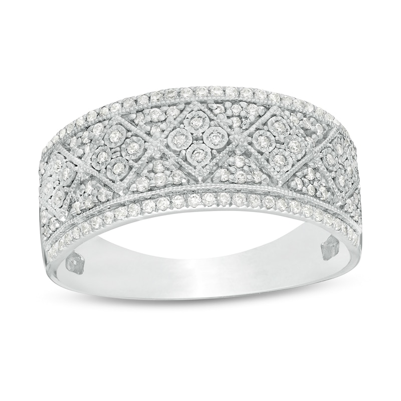 1/3 CT. T.W. Diamond Art Deco Vintage-Style Anniversary Ring in 10K ...