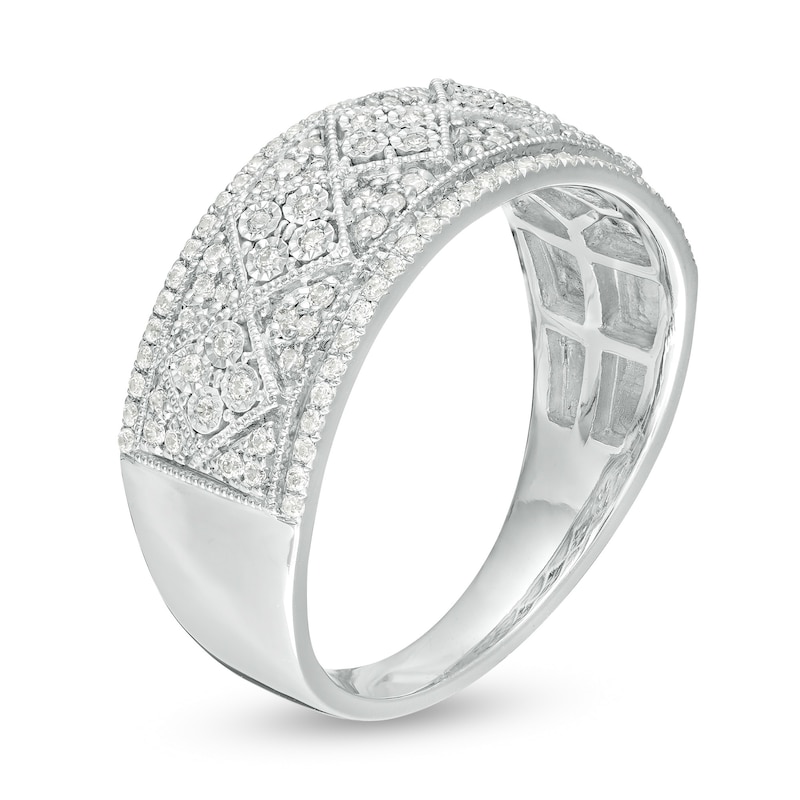 Main Image 3 of 1/3 CT. T.W. Diamond Art Deco Vintage-Style Anniversary Ring in 10K White Gold