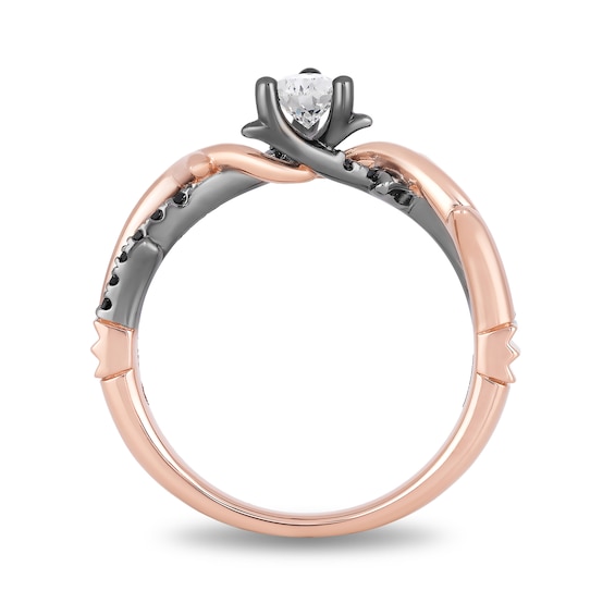 Enchanted Disney Aurora 1/2 CT. T.w. Pear-Shaped Diamond Engagement Ring in 14K Rose Gold with Black Rhodium