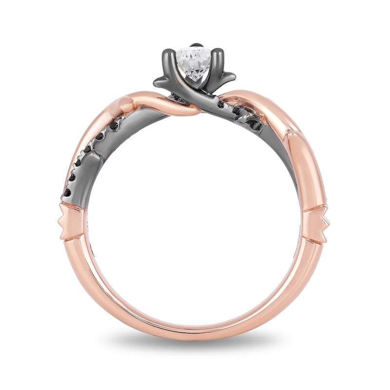 Enchanted Disney Aurora 1/2 CT. T.W. Pear-Shaped Diamond Engagement Ring in 14K Rose Gold with Black Rhodium