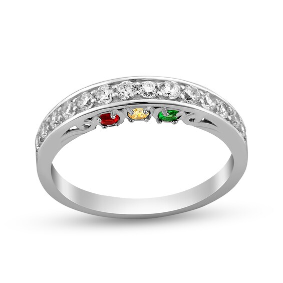 Mother's Hidden Simulated Birthstone and White Topaz Ring (2-6 Stones)