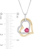 Thumbnail Image 3 of 4.0mm Lab-Created Ruby and White Sapphire Tilted Double Heart Pendant in Sterling Silver and 14K Gold Plate