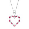 Thumbnail Image 1 of Alternating Ruby and White Sapphire Heart Outline Pendant in Sterling Silver