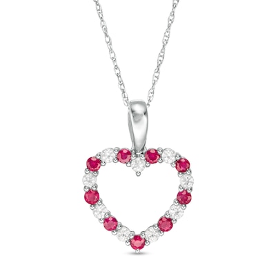 Brilliant Designers Sterling Silver 1.28 CT Created Marquise Ruby & White Sapphire Pendant with 18 Silver Chain 