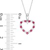 Thumbnail Image 3 of Alternating Ruby and White Sapphire Heart Outline Pendant in Sterling Silver