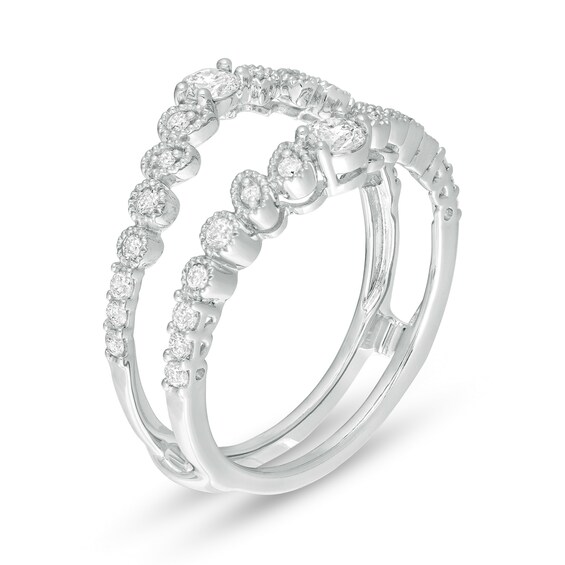 1/2 CT. T.w. Diamond Art Deco Contour Solitaire Enhancer in 10K White Gold