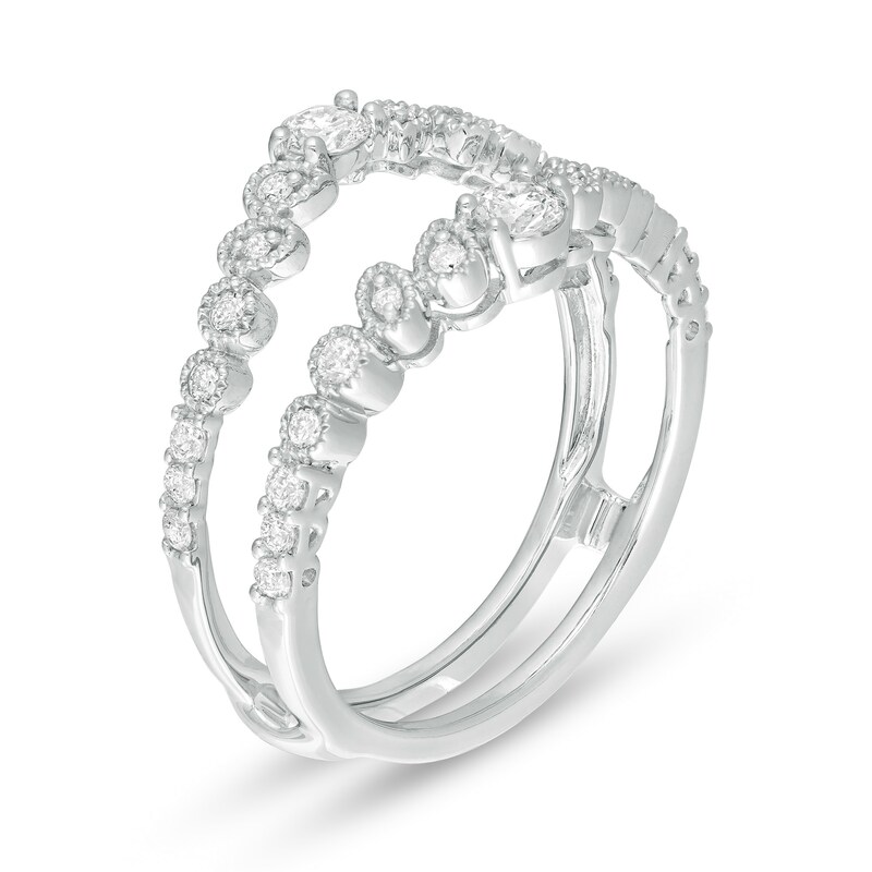 Main Image 2 of 1/2 CT. T.W. Diamond Art Deco Contour Solitaire Enhancer in 10K White Gold
